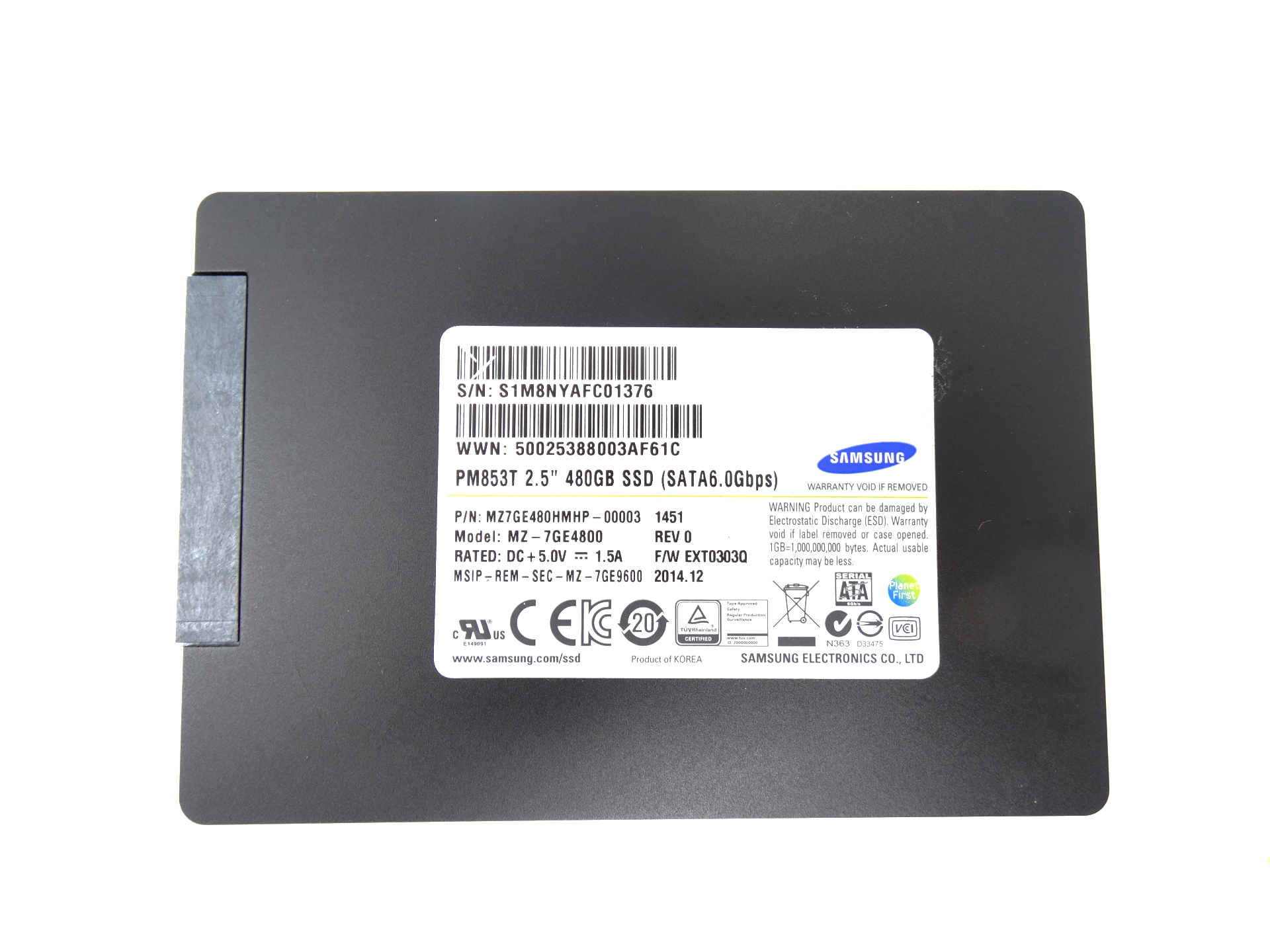 Samsung PM853T 480GB 6Gb/s TLC SATA 2.5'' SSD Solid State Drive (MZ-7GE4800)