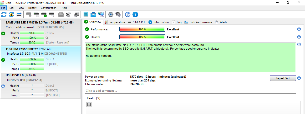 Dell 960GB SAS 12Gbps RI SFF 2.5" SSD Toshiba PX05SRB PX05SRB096Y 0MWGK7 MWGK7