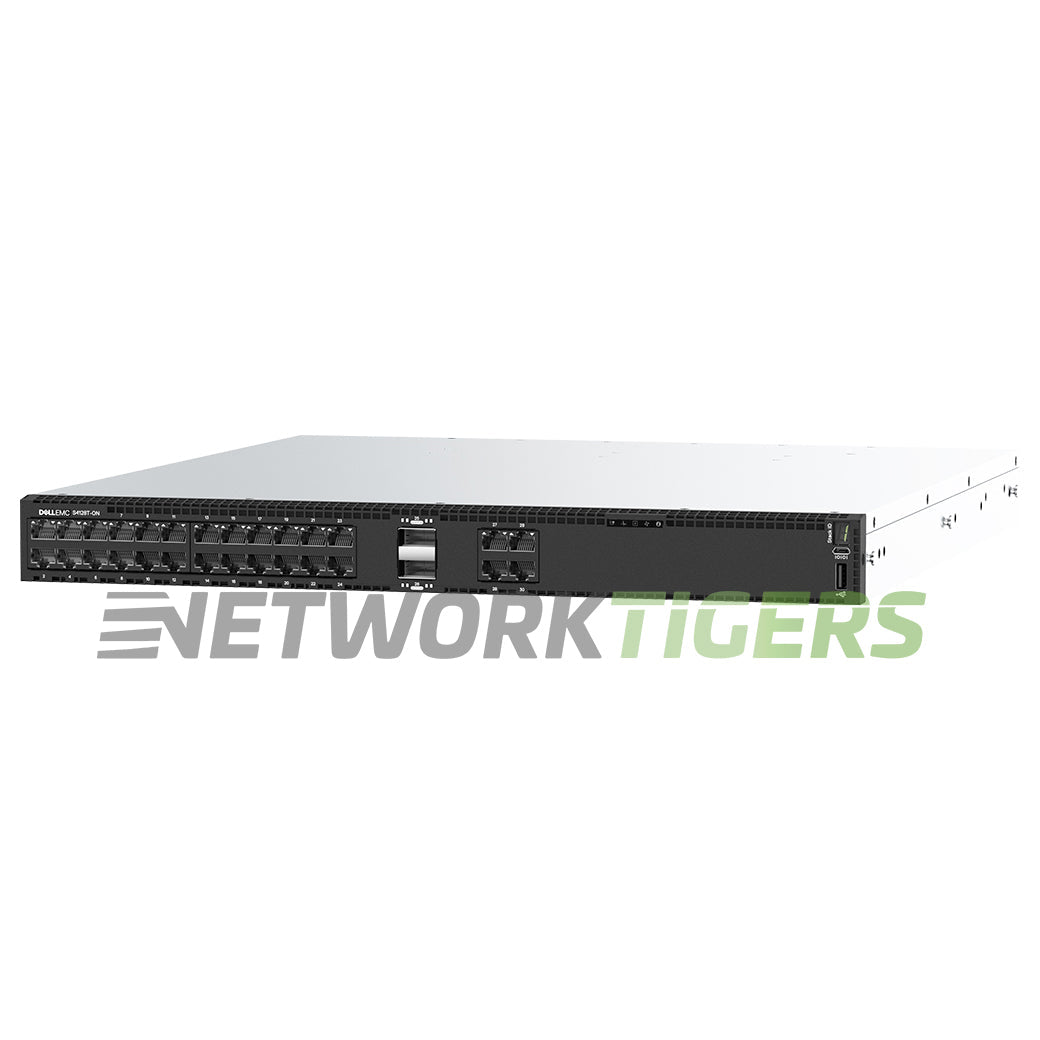 NEW Dell S4128T-ON-RA 28x 10GB 2x 100GB QSFP28 B-F Air 210-ALTI (No OS10) Switch