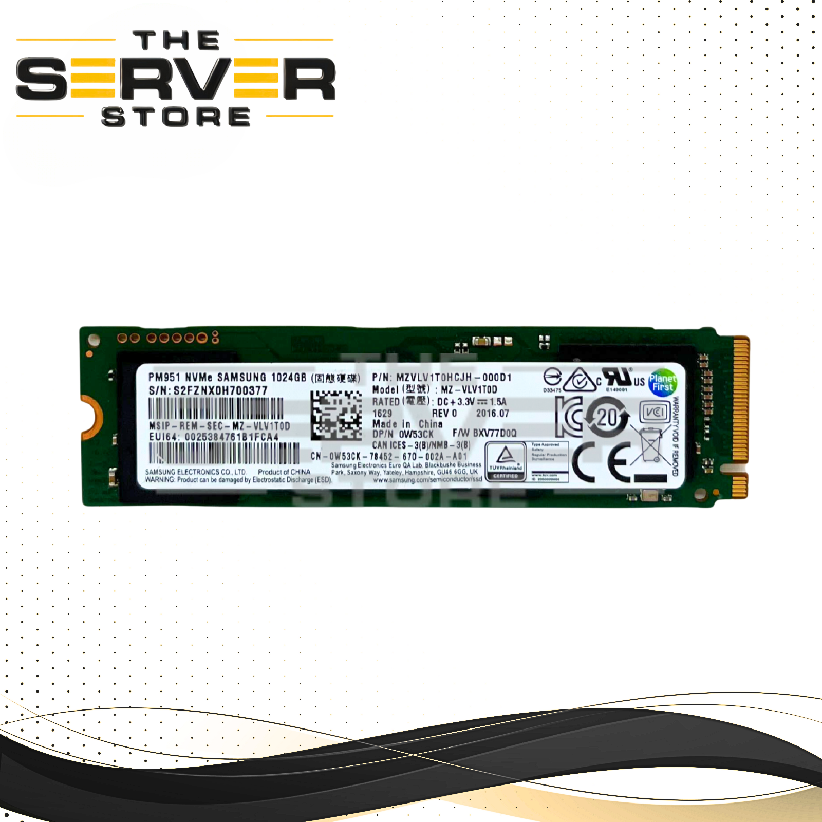Dell 1TB NVMe 2280 M.2 PCIe Gen 3.0 x4 SSD Samsung PM951 MZ-VLV1T0D 0W53CK W53CK
