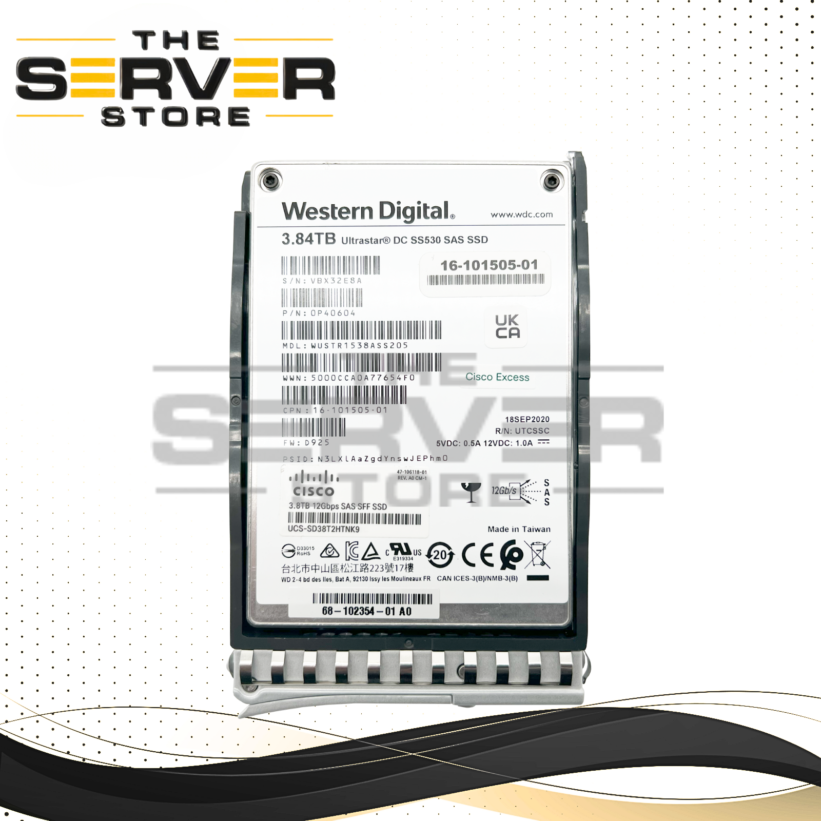 Cisco 3.84TB SAS 12G SFF 2.5" SSD WUSTR1538ASS205 0P40604 UCS-SD38T2HTNK9