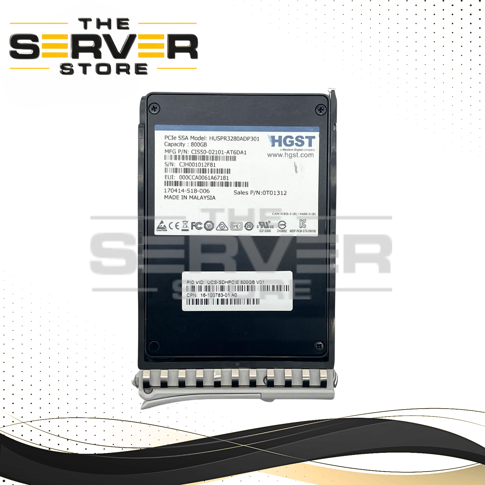 Cisco 800GB NVME U.2 PCIe Gen 3.0 x4 SFF 2.5" SSD HGST SN100 UCS-SDHPCIE800GB