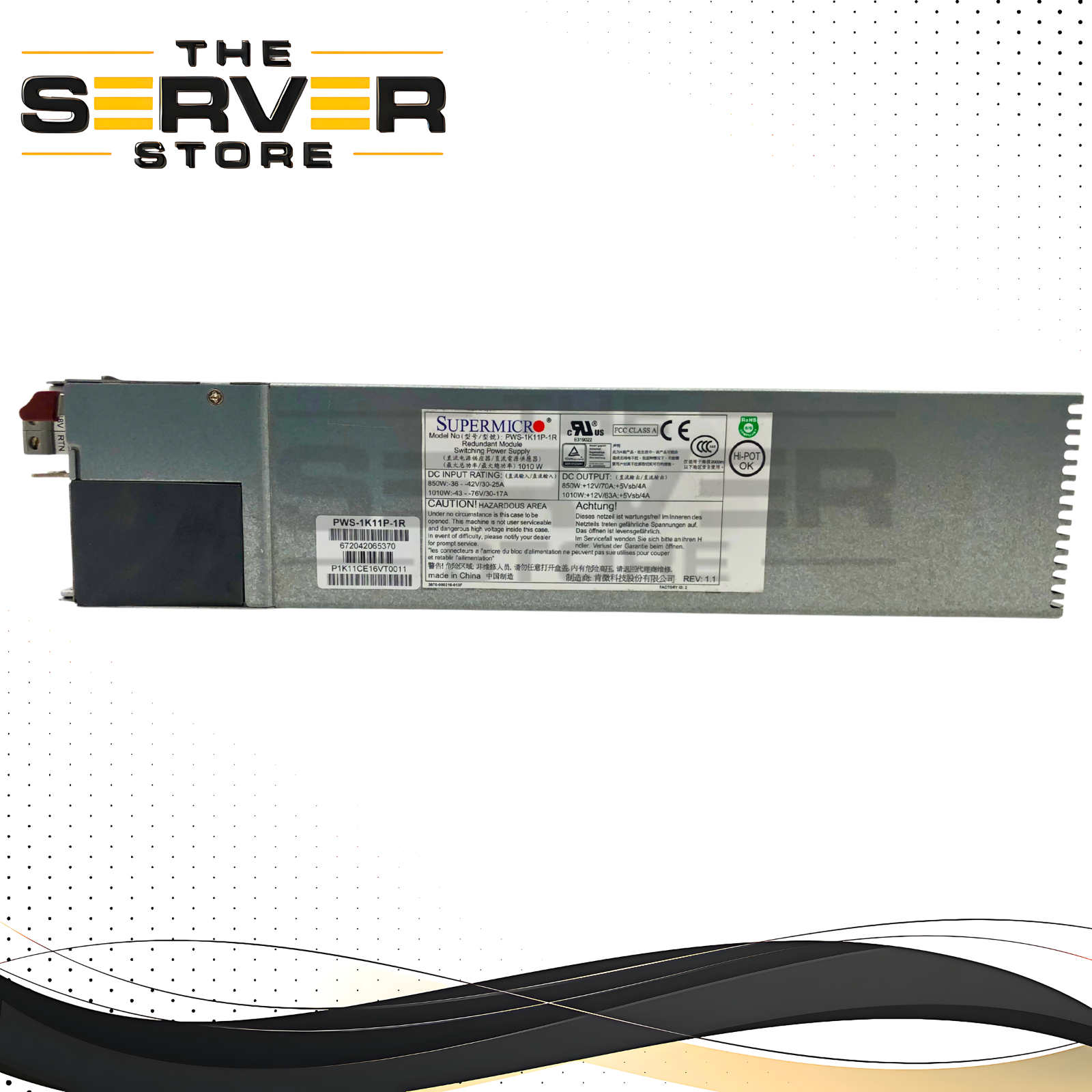 Supermicro 1010W -48V DC 80+ Platinum 1U Redundant 672042065370 (PWS-1K11P-1R)