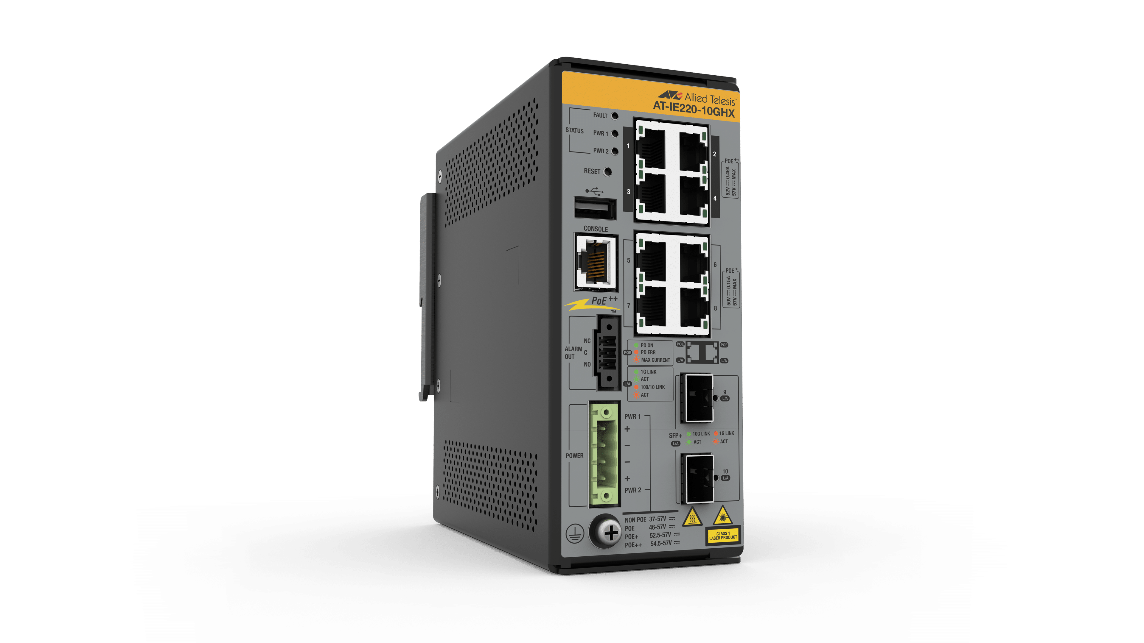 Hanwha HV-IE220-10GHX-K90 8 x Gigabit Ethernet PoE++ 240W Industrial rugged switch (L)