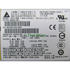 HP XW4600 WS 475W Power Supply 80 PLUS Certified 450937-001 Delta DPS-475CB A - MFerraz Tecnologia