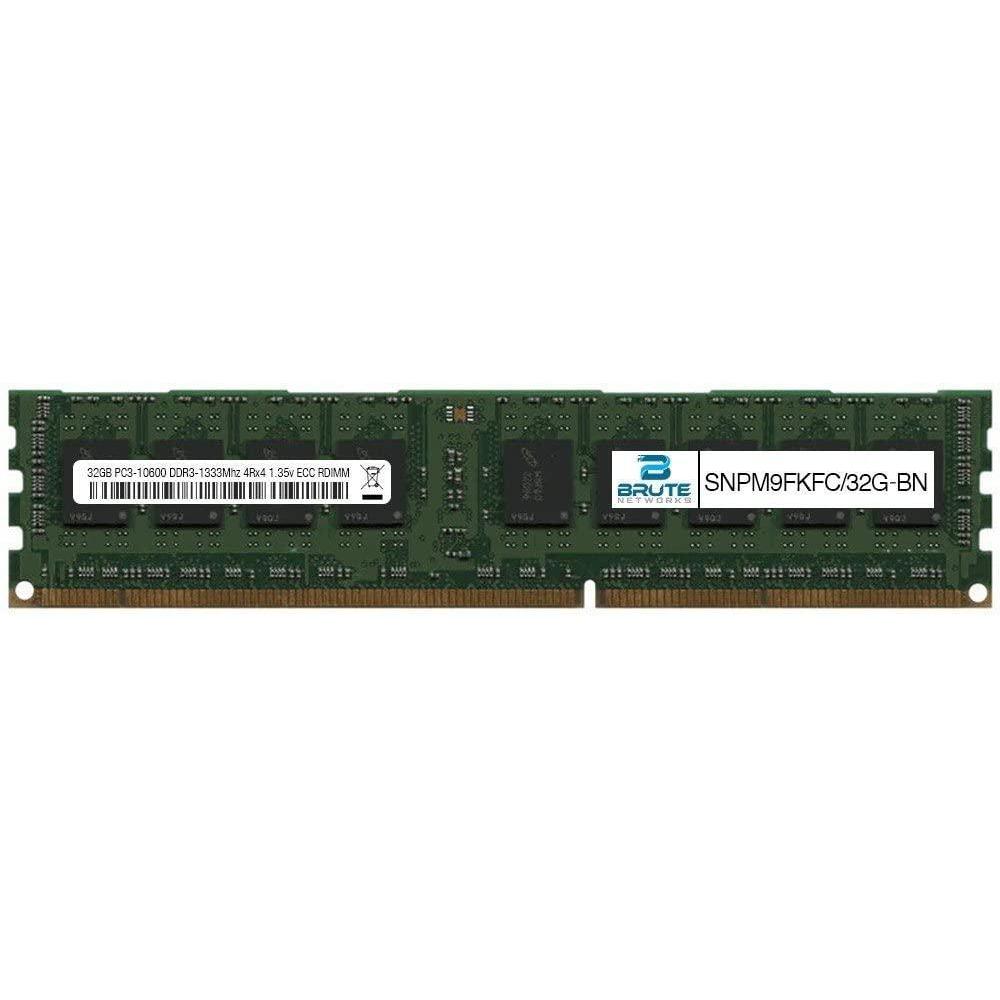 Brute Networks SNPM9FKFC/32G-BN - 32GB PC3-10600 DDR3-1333Mhz 4Rx4 1.35v ECC Registered RDIMM (Equivalent to OEM PN # SNPM9FKFC/32G)-FoxTI