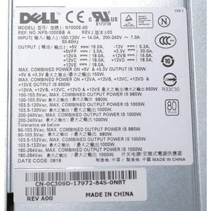 Genuine Dell 1000w 1KW H1000E JW124 C309D Power Supply Unit PSU Brick With Harness For Precision T7400 Systems Compatible Part Numbers: C309D, JW123, JW124 Compatible Model Numbers: NPS-100BBA, HP-1K0HC3w, H1000E, N1000E-00-FoxTI