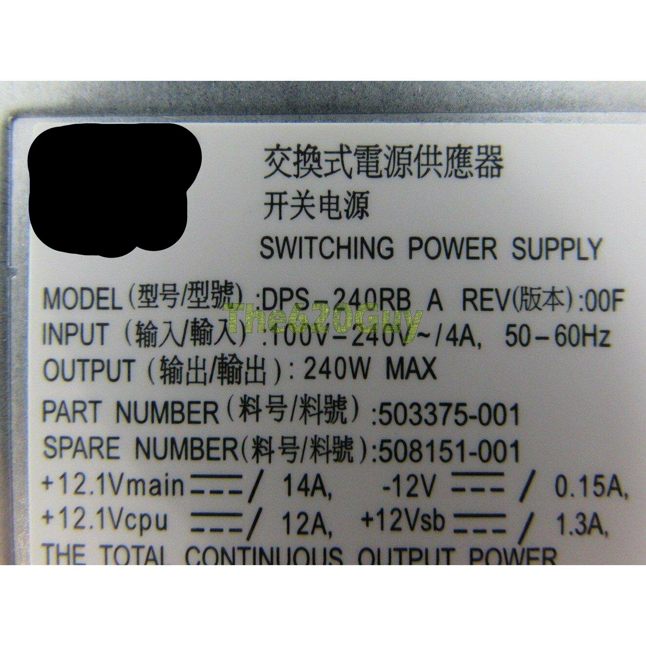 HP 508151-001 240W 240 Watts BTX Power Supply PSU Delta DPS-240RB A 503375-001 5704327877479-FoxTI