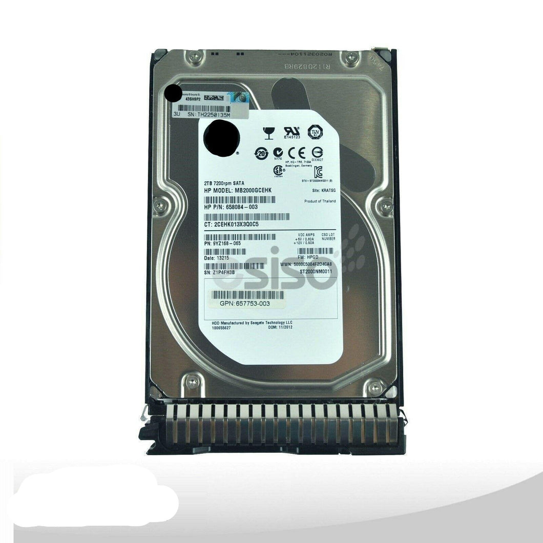 MB2000GCWDA HP 2TB 6G SATA 7.2K rpm LFF (3.5-inch) SC Midline Hard Drive 886111720576-FoxTI