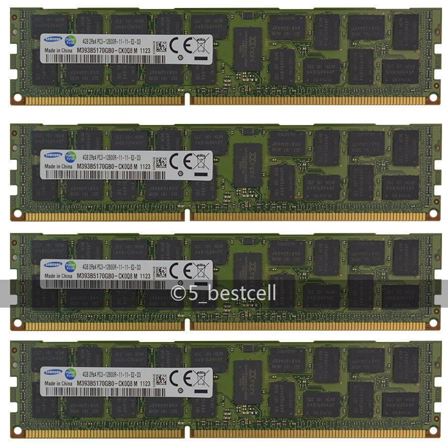 Samsung 16GB 4x 4GB DDR3 2RX4 1600MHz PC3-12800R ECC REG Server Memory Ram-FoxTI